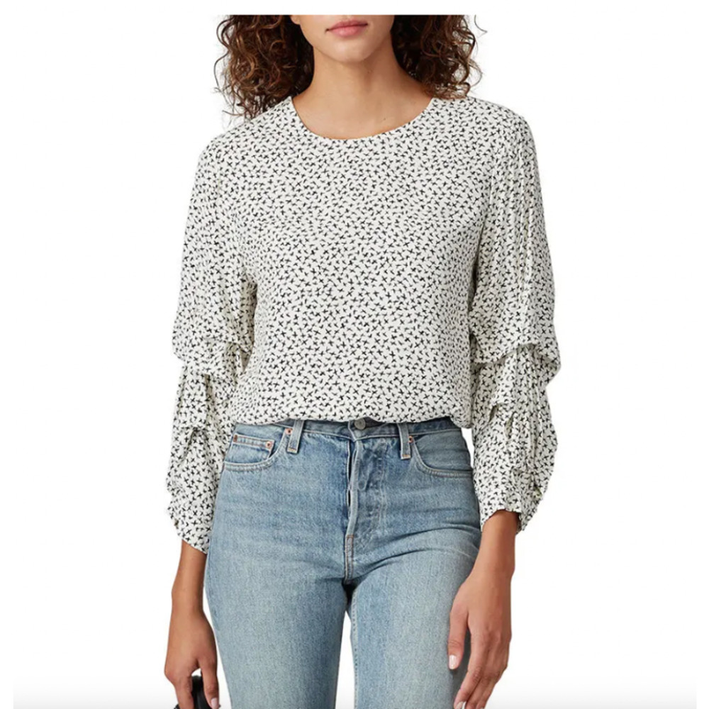 Fifteen Twenty Ruched Sleeve Blouse Medium